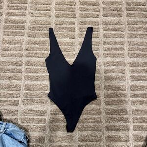 Babaton Black V-Neck One-Piece Bodysuit